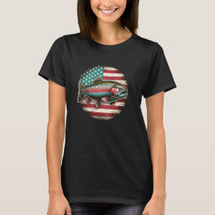 T-shirt Truite Arc-en-ciel de pêche au drapeau américain