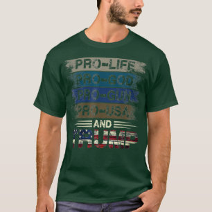 T-shirt Trump 2020 Anti-avortement God Gun USA MAGA Retro