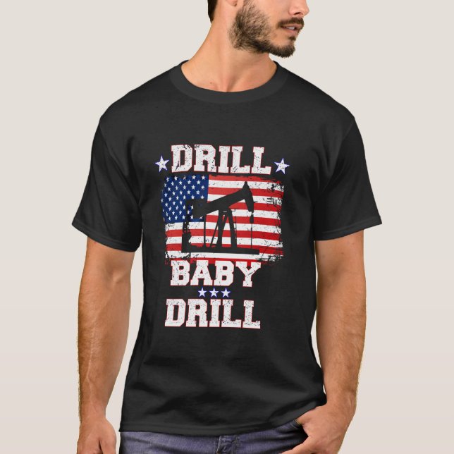 T-shirt Trump 2024 Drill Baby Drill US Drapeau Républicain (Devant)