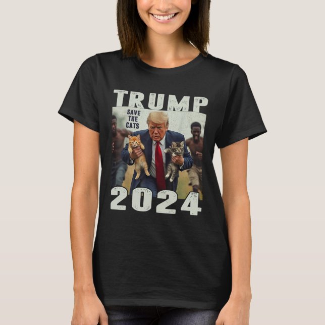 T-shirt Trump 2024 Sauver Les Chats Dit Débat (Devant)