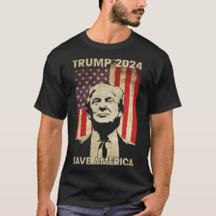 T-shirt Trump 2024 Sauvez l'Amérique Amérique - Drapeau Él