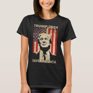 T-shirt Trump 2024 Sauvez l'Amérique Amérique - Drapeau Él