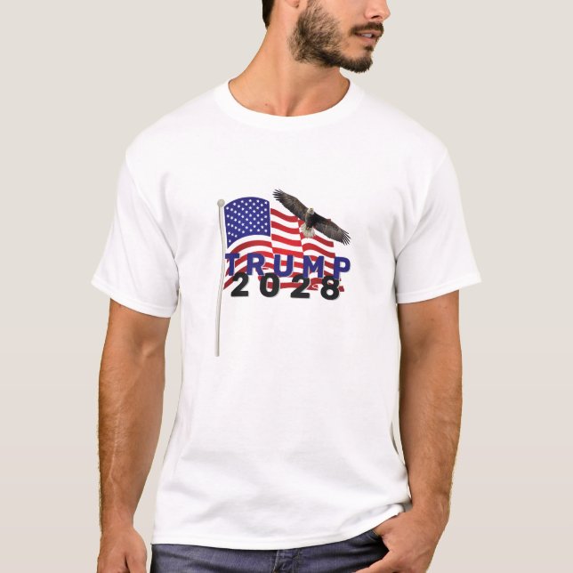 T-shirt Trump 2028 sur le drapeau américain (Devant)