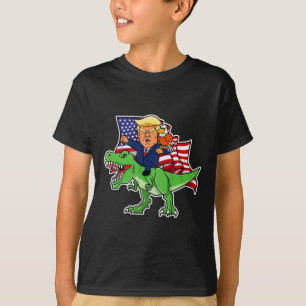 T-shirt Trump À cheval Sur Un Dinosaure Trex Drôle Merica 