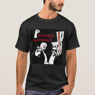 T-shirt Trump Assination Lineart, Sang dedans, Sang dehors