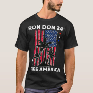 T-shirt Trump DeSantis 2024 Flam Drapeau Américain Ron Don