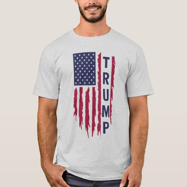 T-shirt Trump Flag Tee" - Un partisan patriotique (Devant)