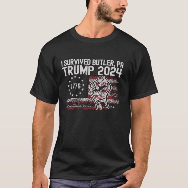 T-shirt Trump I Survié Trump Rally Butler PA Tirer Ea (Devant)