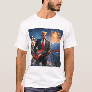 T-shirt Trump Jouant à la guitare électrique Mont Rushmore