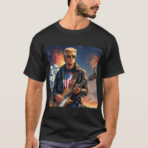 T-shirt Trump Jouant à la guitare électrique Mont Rushmore