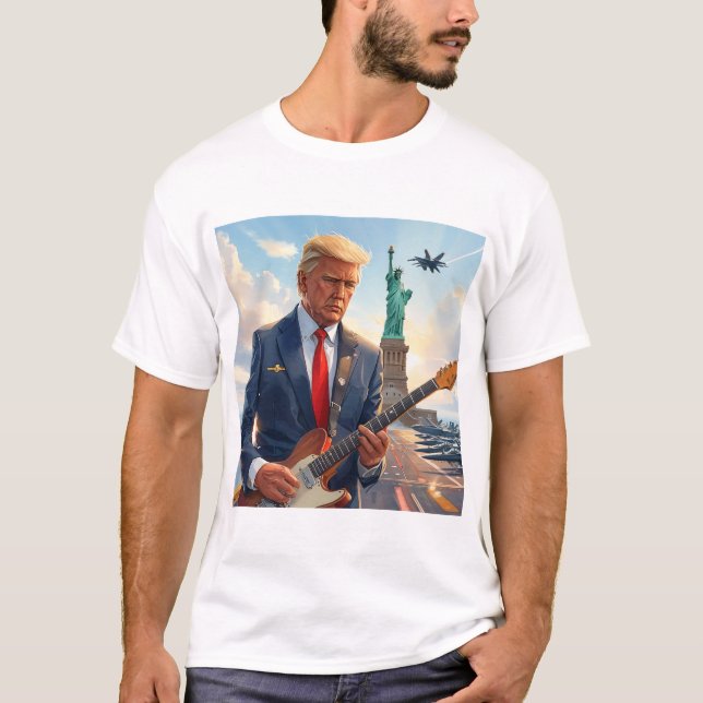 T-shirt Trump joue de la guitare électrique à la statue de (Devant)