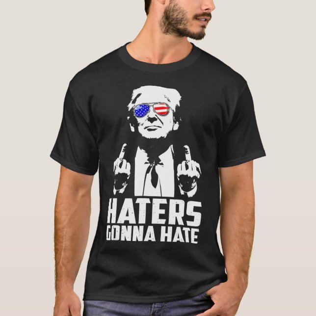 T-shirt Trump Moyen Doigt Drôle Les Détenteurs Vont Hainer (Devant)