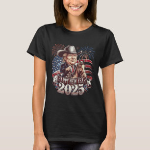 T-shirt Trump Nouvel An 2025 Cheval patriotique Trump Amér