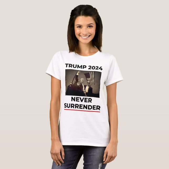 T-shirt Trump Pour 2024 - Ne jamais abandonner (Devant entier)