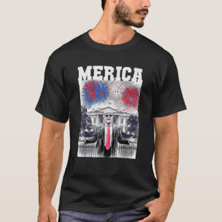 T-shirt TRUMP Sarcastique 4 juillet MERICA FIREWORKS Patri