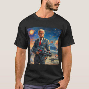 T-shirt Trump sur la planète Alien Dinosaures Laser Gun Vo