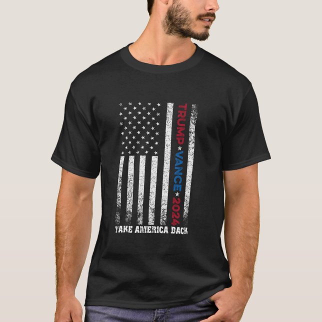 T-shirt Trump Vance 2024 Reprenez l'Amérique Drapeau améri (Devant)