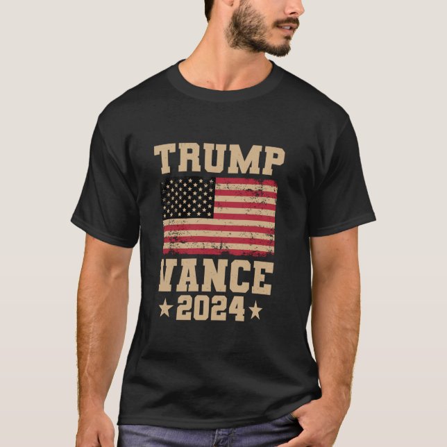 T-shirt Trump Vance 2024 Retro USA Drapeau Trump JD Vance  (Devant)
