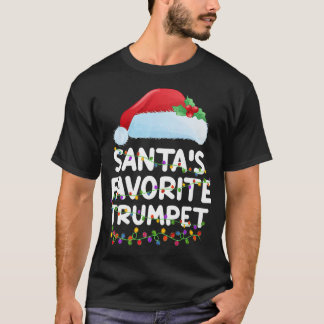 T-shirt Trumpet Musique Amour Éclairage Santa Hat Trumpet 