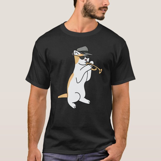T-shirt Trumpet Player Cat Jazz   (Devant)