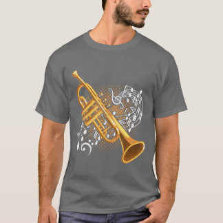 T-shirt Trumpet Player Notes musicales Jazz Music Art frie