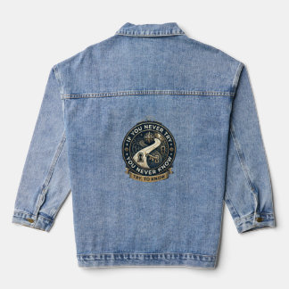 T-Shirt Try to Know: Vintage Golden Badge Design Denim Jacket