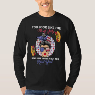 T-shirt Tu As L'Air 4 juillet Me Fait Vouloir Un Chien Cha