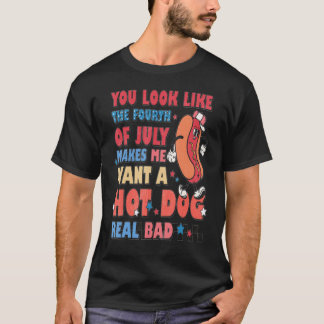T-shirt Tu As L'Air 4 juillet Me Fait Vouloir Un Chien Cha