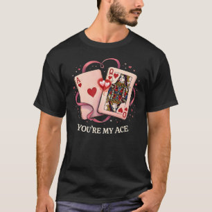 T-shirt Tu es mon As : Carte à jouer vintage Reine de Cœur