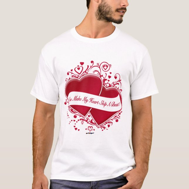 T-shirt Tu Fais Sauter Mon Coeur D'Un Beat ! Cœurs rouges (Devant)