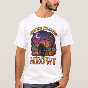 T-shirt Tu me fais froid dans le dos Chat noir d'Halloween