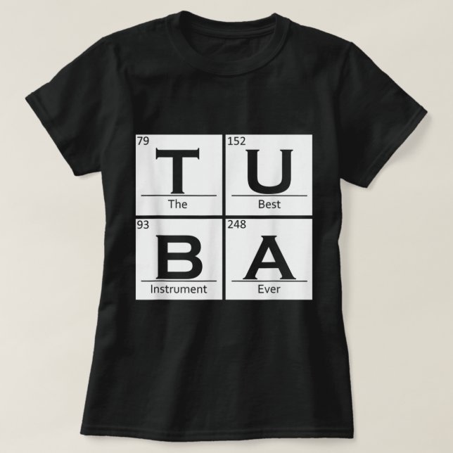 T-shirt Tuba Chimie éléments Tubist Jazz Musique Tuba Pla (Design devant)