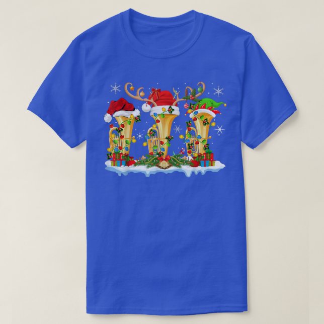 T-shirt Tuba Music Lover Xmas Lighting Funny Tuba Christma (Design devant)