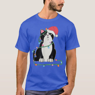 T-shirt Tuedo Chat lumières Noël drôles amoureux des chats