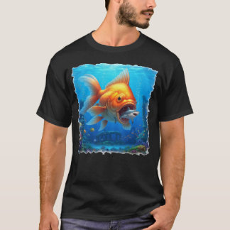 T-shirt Tueur Grand poisson rouge blanc mangeant un requin