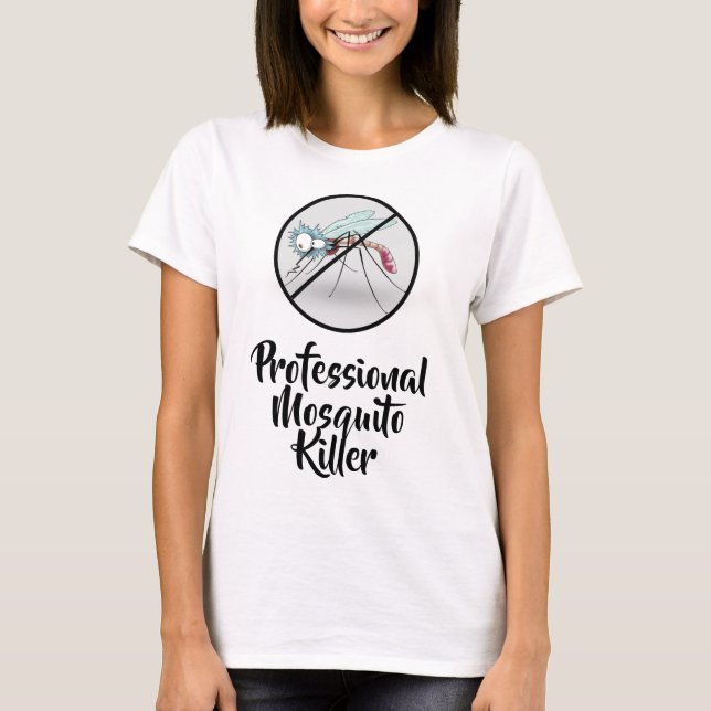 T-shirt Tueur professionnel de moustiques blanc amusant (Devant)