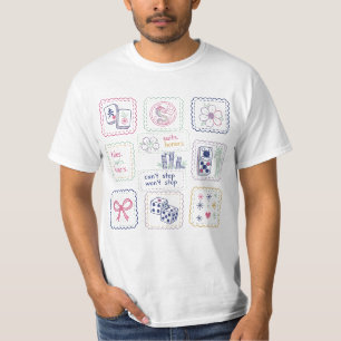T-shirt Tuiles Inspirées de Mahjong & Collage de Charmes P
