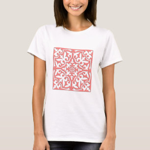 T-shirt Tuiles marocaines - corail rose et blanc