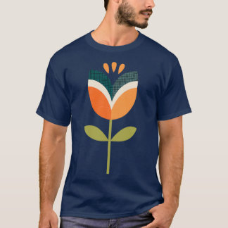 T-shirt Tulipe rétro orange et vert olive 1
