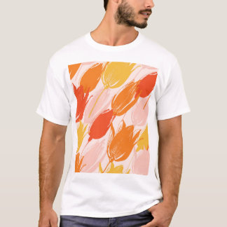 T-shirt Tulipes diagonales : Conception de couleurs claire