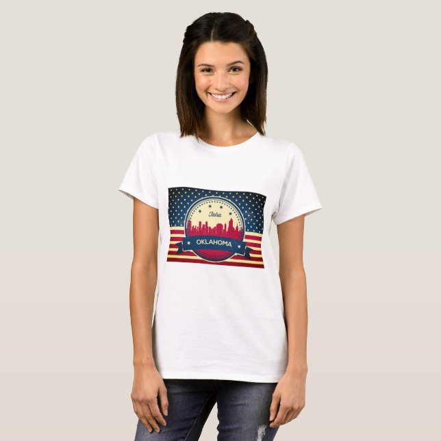 T-shirt Tulsa Oklahoma Retro Skyline (Devant entier)