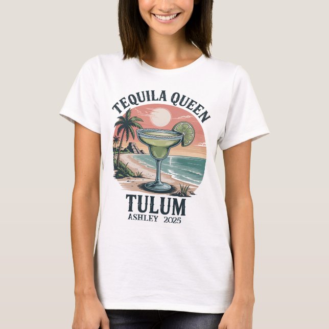 T-shirt Tulum Bride Bachelorette Shirt (Nom Personnalisé A (Devant)