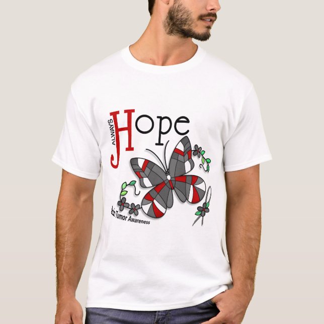 T-shirt Tumeur cérébrale de papillon en verre souillé (Devant)