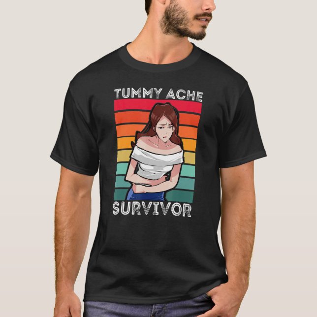 T-shirt Tummy Ache Survivante Retro Tummy Ache Joke IBS Fe (Devant)