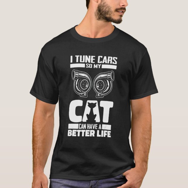 T-shirt Tuner Cat Workshop  Garage Mechanic Car Tuning (Devant)