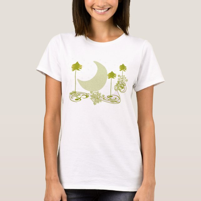 T-shirt Tunic tourbillonnant d'arbre vert (Devant)