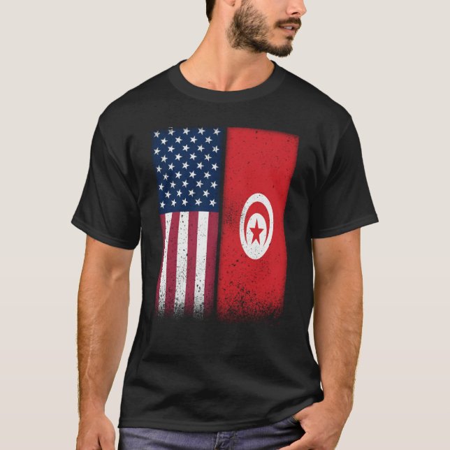 T-shirt Tunisian Flag USA And Tunisia Flags Proud Tunisia (Devant)