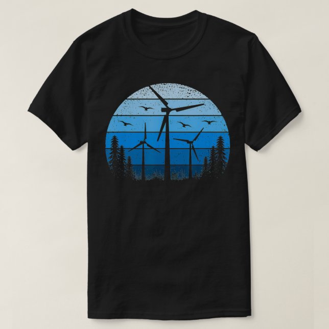 T-shirt Turbine éolien Retro Green Énergies renouvelables  (Design devant)