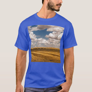 T-shirt Turbines éoliens sur un paysage en damier