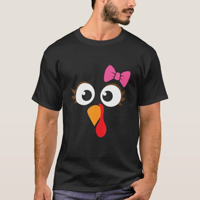 T-shirt Turc Face Girl Rose Bow T shirt | Enfants Thanksgi (Devant)